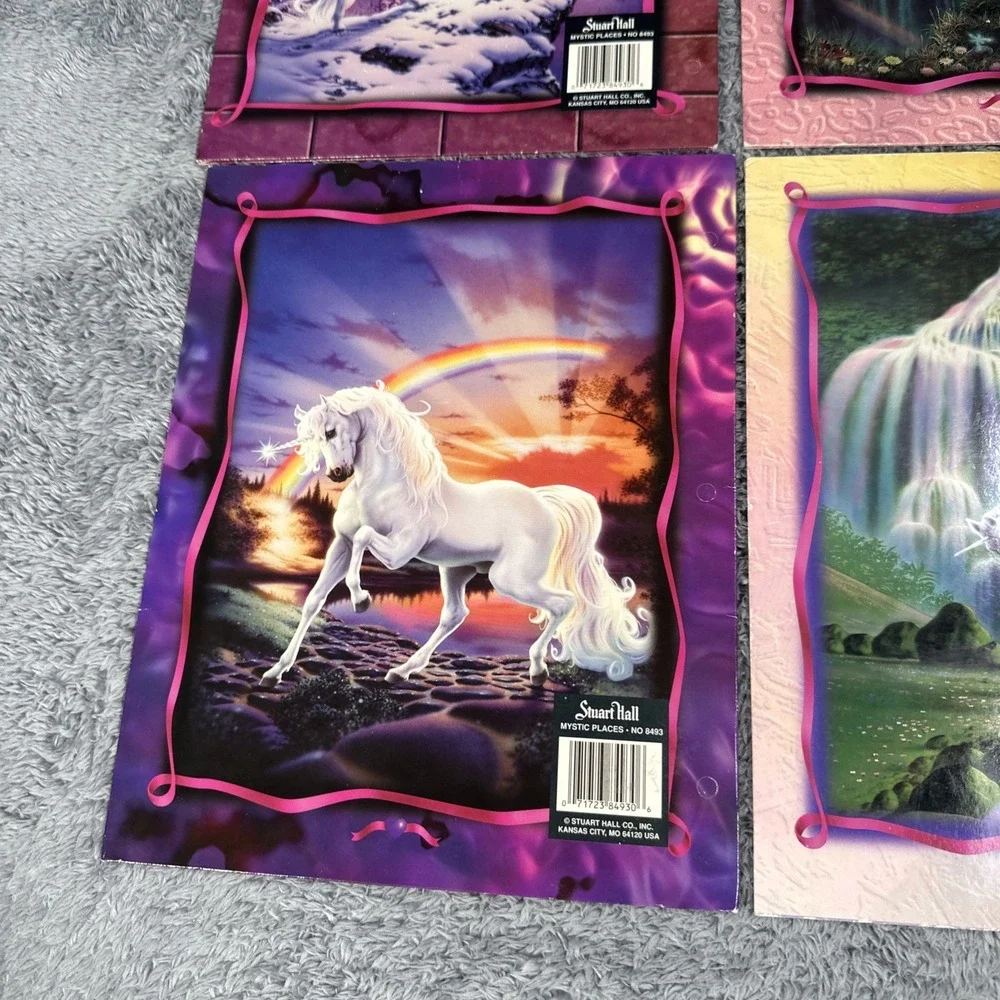 Lot Of 4 Vintage Y2K Unicorn Princess Folders Stuart Hall Swing Castle Unicorn
